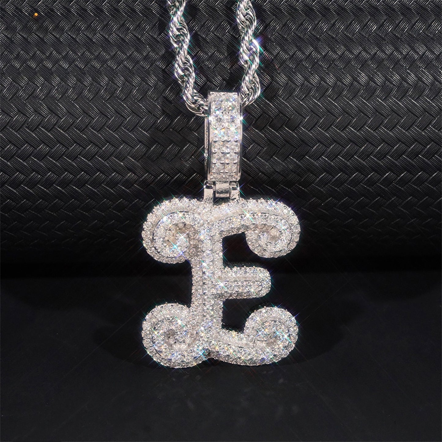 Custom S925 Silver Moissanite Initial Pendant | Iced Out Alphabet Letter | Caratix