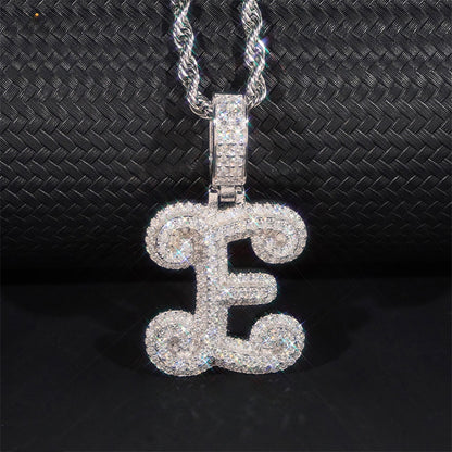 Custom S925 Silver Moissanite Initial Pendant | Iced Out Alphabet Letter | Caratix