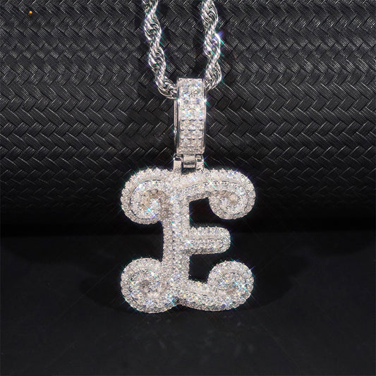 Custom S925 Silver Moissanite Initial Pendant | Iced Out Alphabet Letter | Caratix
