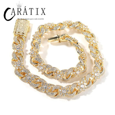 CARÁTIX – Iced Out Flower Infinity Round Cuban Link Chain Necklace | Hip Hop CZ Jewelry for Men & Women