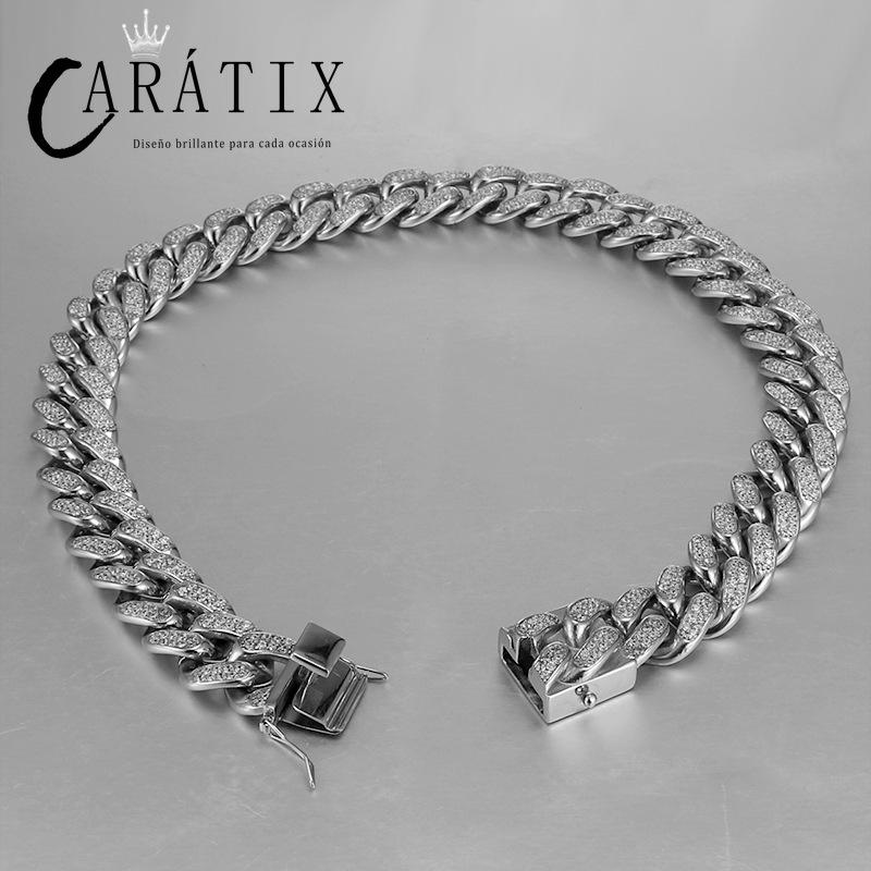 CARÁTIX 19mm Cuban Chain | Titanium Steel Iced Out Hip Hop Necklace for Men