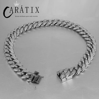 CARÁTIX 19mm Cuban Chain | Titanium Steel Iced Out Hip Hop Necklace for Men