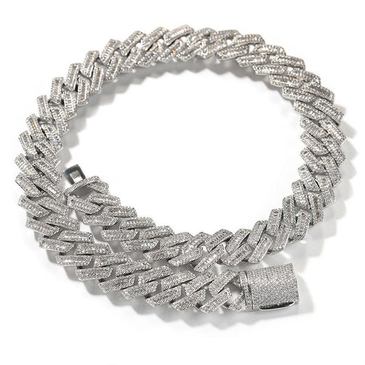 CARÁTIX - 18mm Big Heavy Solid Cuban Link Chain Hip Hop CZ Stone Paved Bling Iced Out Rhombus Curb Choker Necklace for Men Rapper Jewelry Valentine's Day Gift for Men & Girls & Boys Mothers' Day Gift #Springtok