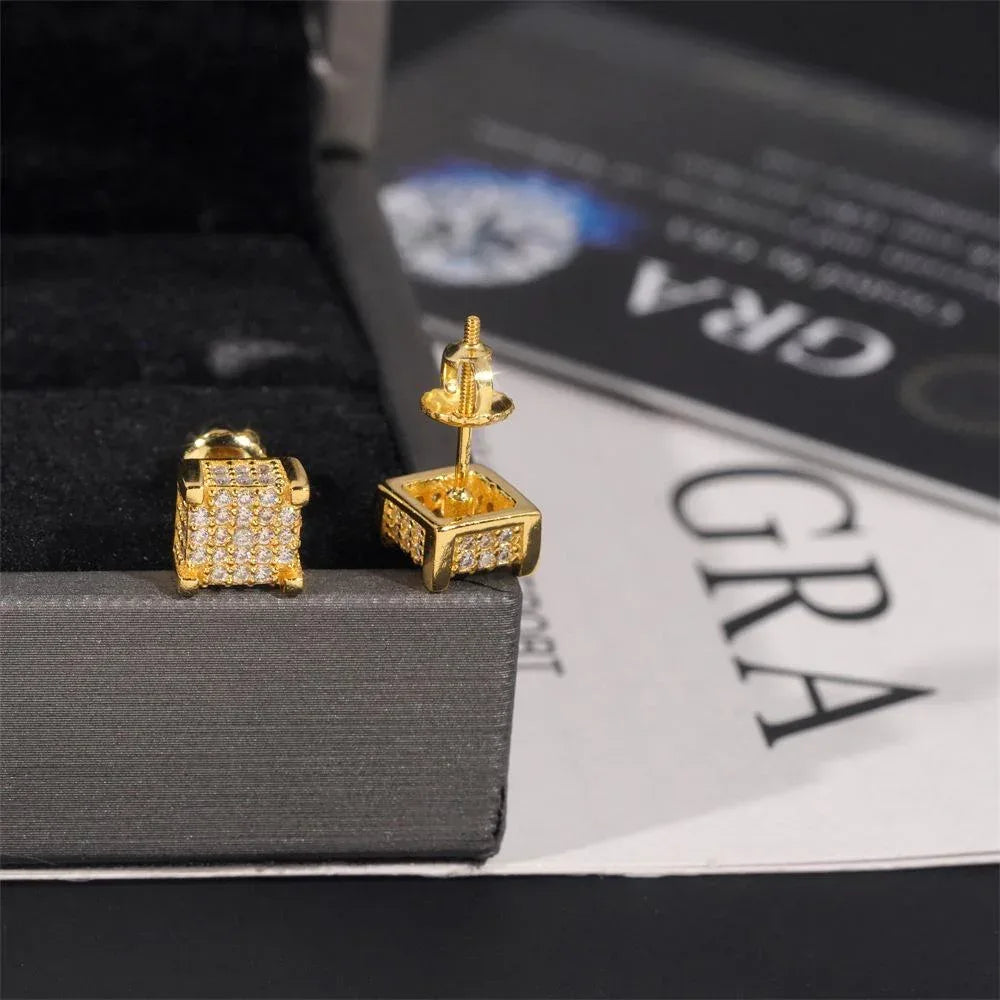 S925 Silver Square Pavé Moissanite Inspired Earrings - CaratixJewelry