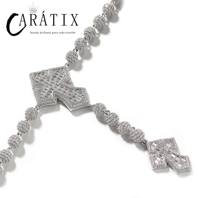 CARÁTIX Beads Cross Chain | 5A+ CZ Iced Out Hip Hop Necklace for Men