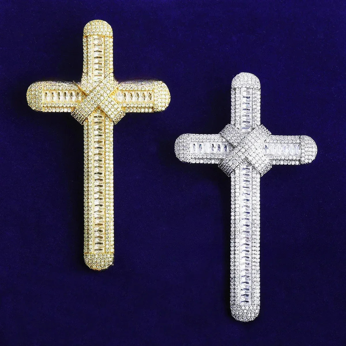 Massive Iced Out Oversized Cross Pendant | Men's Real Copper CZ Necklace - CaratixJewelry