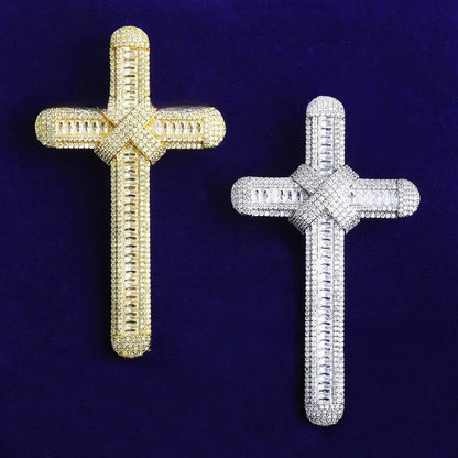 Massive Iced Out Oversized Cross Pendant | Men's Real Copper CZ Necklace - CaratixJewelry
