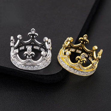 D-Color VVS Moissanite Crown Ring | S925 Silver Unisex Iced Out Hip Hop Jewelry - CaratixJewelry