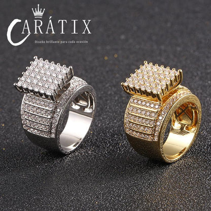 CARÁTIX Micro-Inlaid Zircon Ring | Real Electroplated High Quality Hip Hop Jewelry for Men