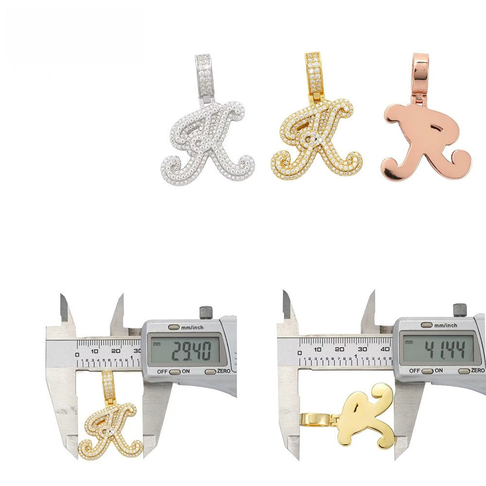 Custom S925 Silver Moissanite Initial Pendant | Iced Out Alphabet Letter | Caratix