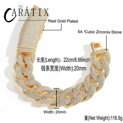 CARÁTIX 20mm Long Buckle Cuban Chain | 5A+ CZ Iced Out Hip Hop Necklace for Men