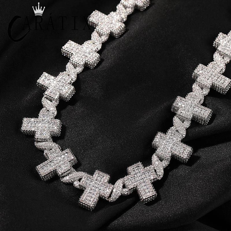 CARÁTIX Infinity Cross Link Chain Necklace – 5A+ CZ Iced Out Hip Hop Bling Jewelry for Men | Gold & Silver Rapper Gift