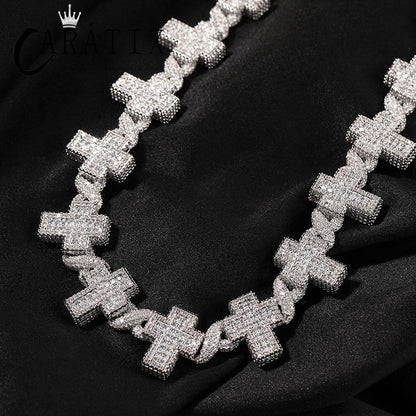 CARÁTIX Infinity Cross Link Chain Necklace – 5A+ CZ Iced Out Hip Hop Bling Jewelry for Men | Gold & Silver Rapper Gift