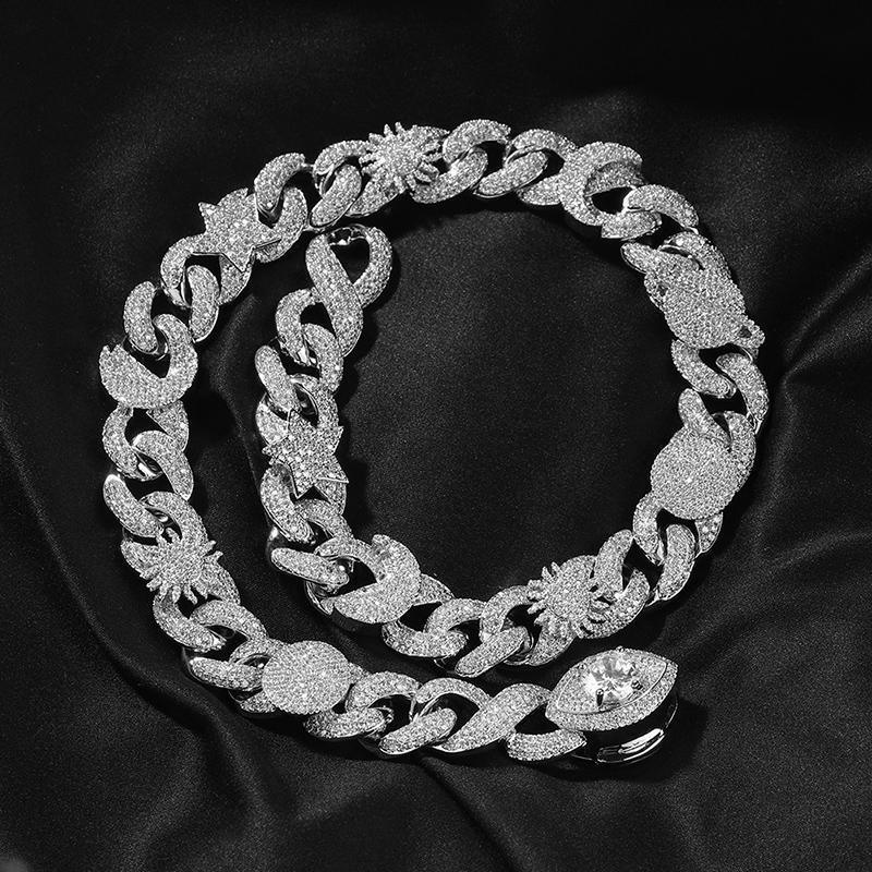 CARÁTIX Sun Star Eye Flower Cuban Link Chain Necklace – 5A+ CZ Iced Out Hip Hop Bling Jewelry for Men | Gold & Silver Rapper Gift - CaratixJewelry