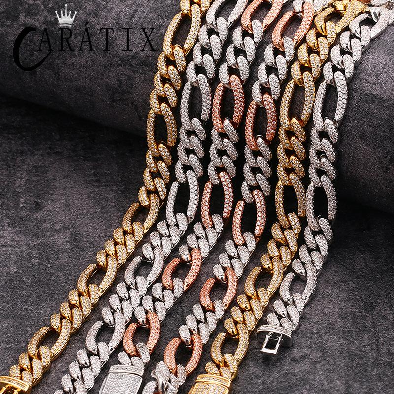 CARÁTIX 3:1 Figaro Link Chain | 3A+ CZ Iced Out Hip Hop Choker Necklace for Men & Women