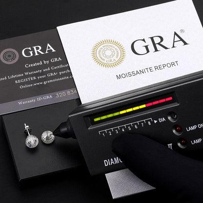 Solid 925 Sterling Silver Genuine VVS Lab Diamond Moissanite Disco Ball Bling Earrings – Hip Hop Jewelry