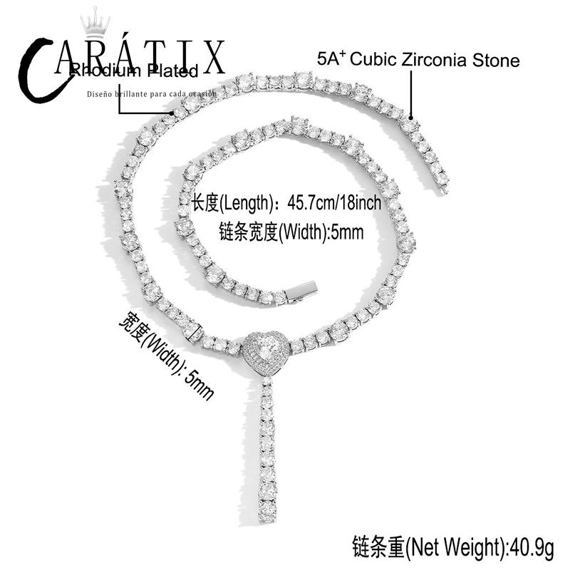 CARÁTIX Heart Tennis Chain | 5A+ CZ Iced Out Hip Hop Choker Necklace for Men & Women