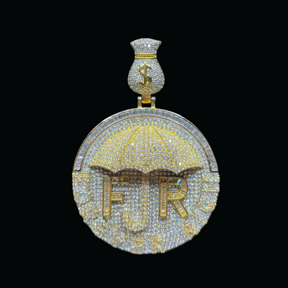 Forever Rich Umbrella Money Bag Bail Iced Out Letter Diamond Pendant Necklace – Custom Hip Hop Jewelry for Men