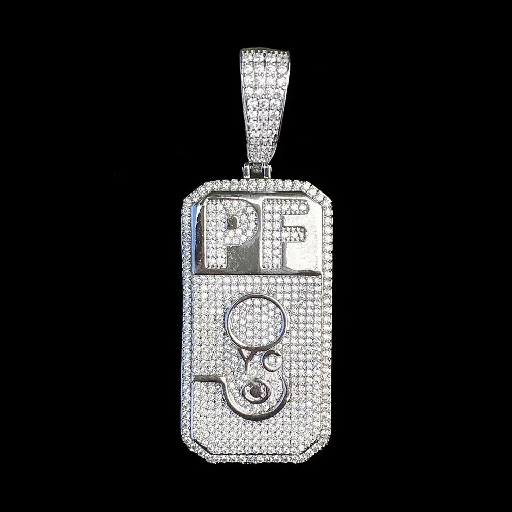 Heavy Industry "PF" Square Pendant | Men's Niche Design Rapper Necklace - CaratixJewelry