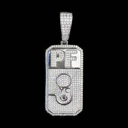 Heavy Industry "PF" Square Pendant | Men's Niche Design Rapper Necklace - CaratixJewelry