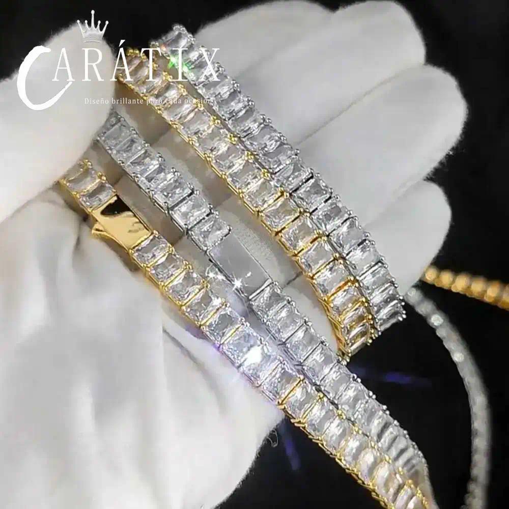 CARÁTIX - 6mm Rectangular Zircon Bling Women Tennis Chain Full  Inlaid Sugar Tennis Necklace   Laser Valentine's Day Gift for Men & Girls & Boys Mothers' Day Gift #Springtok