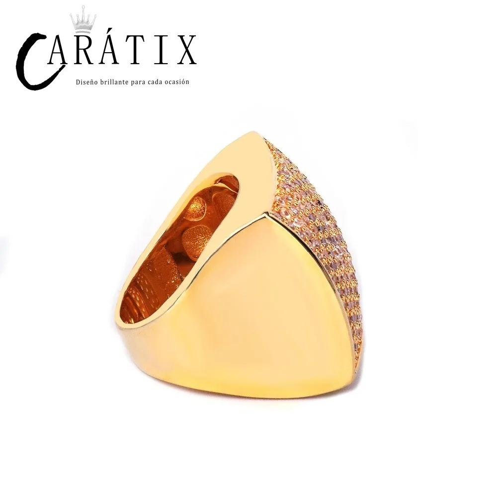 Caratix-Hip Hop Curved Large Square Lee Ring Real Electroplating Fashion Personality Hipster Ring High Quality Hip Hop Ring