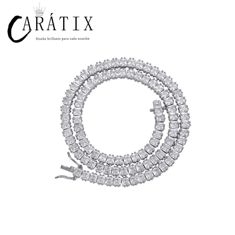 CARÁTIX - Hip Hop 4*4mm Square CZ Stone Bling Iced Out Tennis Link Chain Bracelet for Men Women Rapper Jewelry Golden Silver Color Valentine's Day Gift for Men & Girls & Boys Mothers' Day Gift #Springtok