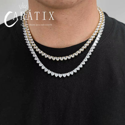 CARÁTIX - 6mm Heart Shape   Tennis Chain  Bling Necklace For Women Gift Fashion Jewelry A token of love Valentine's Day Gift for Men & Girls & Boys Mothers' Day Gift #Springtok