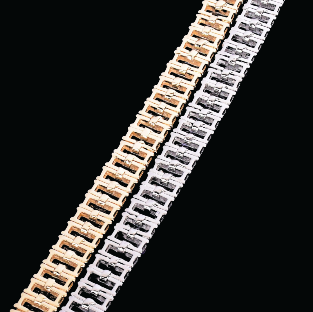 9MM Baguette Link Iced Out Diamond Necklace Chain – Luxury Hip Hop Jewelry for Men & Women
