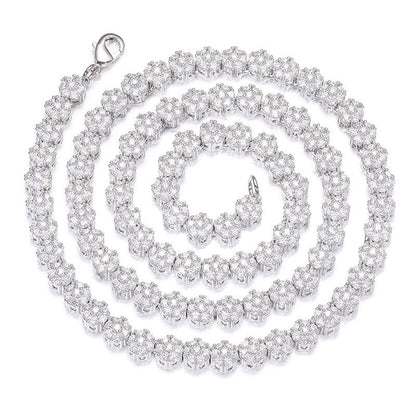 CARÁTIX Plum Blossom Tennis Chain | 3A+ CZ Iced Out Hip Hop Necklace for Men & Women (8mm)