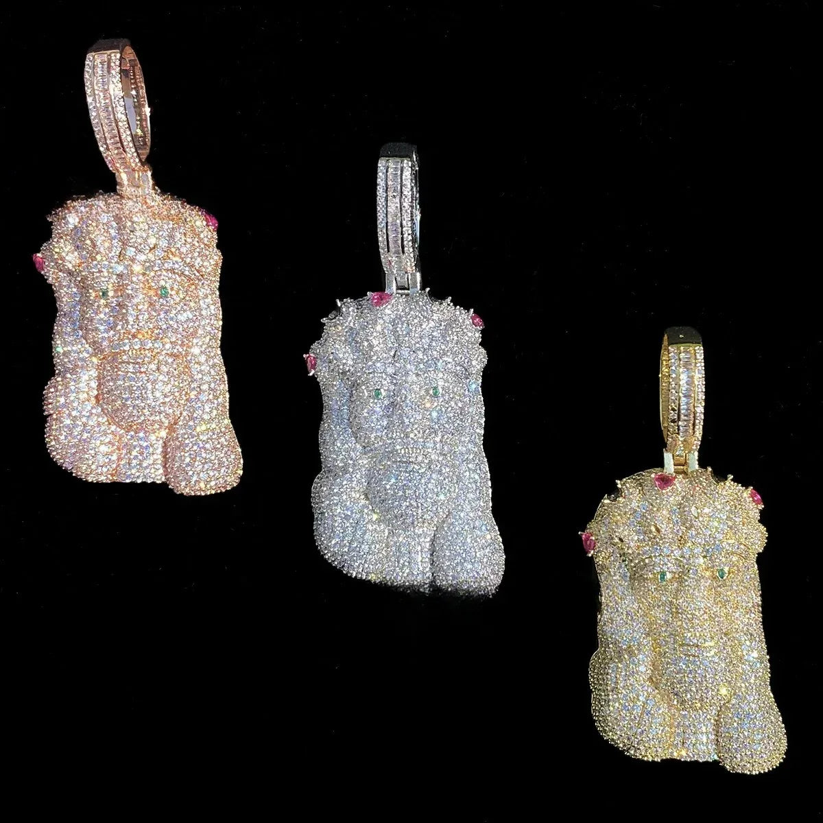 Iced Out 3D Portrait Figurine Pendant | Men's Real Copper CZ Sweater Chain - CaratixJewelry