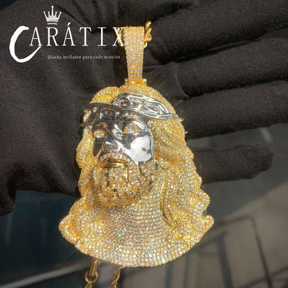 CARÁTIX -  Hip Hop Personality Inlaid Zircon Jesus Cuban Link Chain Men's Iced Out Pendant Necklace Fashion Versatile Trend Jewelry Accessories Valentine's Day Gift for Men & Girls & Boys Mothers' Day Gift #Springtok