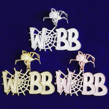 Creative Iced Out "Spider Bail" Initial Pendant | Men's A-Z Letter Necklace - CaratixJewelry