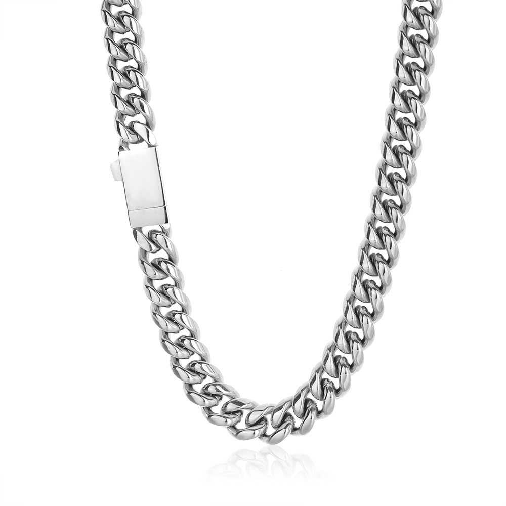 CARÁTIX - NUOYA Custom Logo Stainless Steel Cuban Link Necklace Miami Cuban Link Chain for Men Valentine's Day Gift for Men & Girls & Boys Mothers' Day Gift #Springtok
