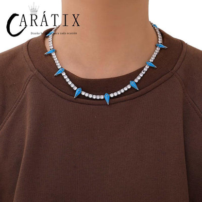 CARÁTIX Spike Tennis Chain | 3A+ CZ Iced Out Hip Hop Necklace for Men
