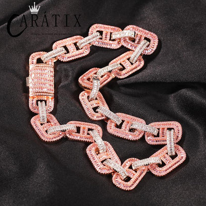 CARÁTIX Pink CZ Pig Nose Chain | Iced Out Coffee Beans Hip Hop Necklace for Men & Women