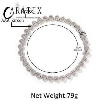 CARÁTIX - Hip Hop Micro Paved Cuban Zirconia Bling Iced Out Hearts Link Chain Necklaces for Women Men Rapper Jewelry Gift Valentine's Day Gift for Men & Girls & Boys Mothers' Day Gift #Springtok