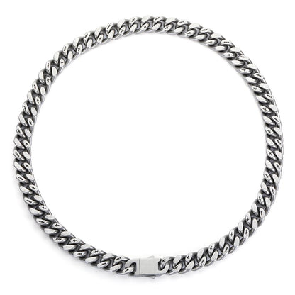CARÁTIX - 13mm Thick Cuban Link Men Necklace with Corss Matte Black Logo Chain Hip Hop Stainless Steel Necklace Bracelet for Man Valentine's Day Gift for Men & Girls & Boys Mothers' Day Gift #Springtok