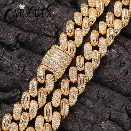 CARÁTIX Solid Cuban Link Chain | AAA CZ Iced Out Hip Hop Necklace for Men