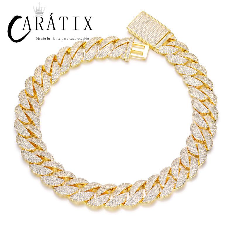 CARÁTIX 22mm Iced Out Cuban Link Chain Necklace – 5A+ CZ Heavy Round Hip Hop Bling Jewelry for Men | Rapper Gift
