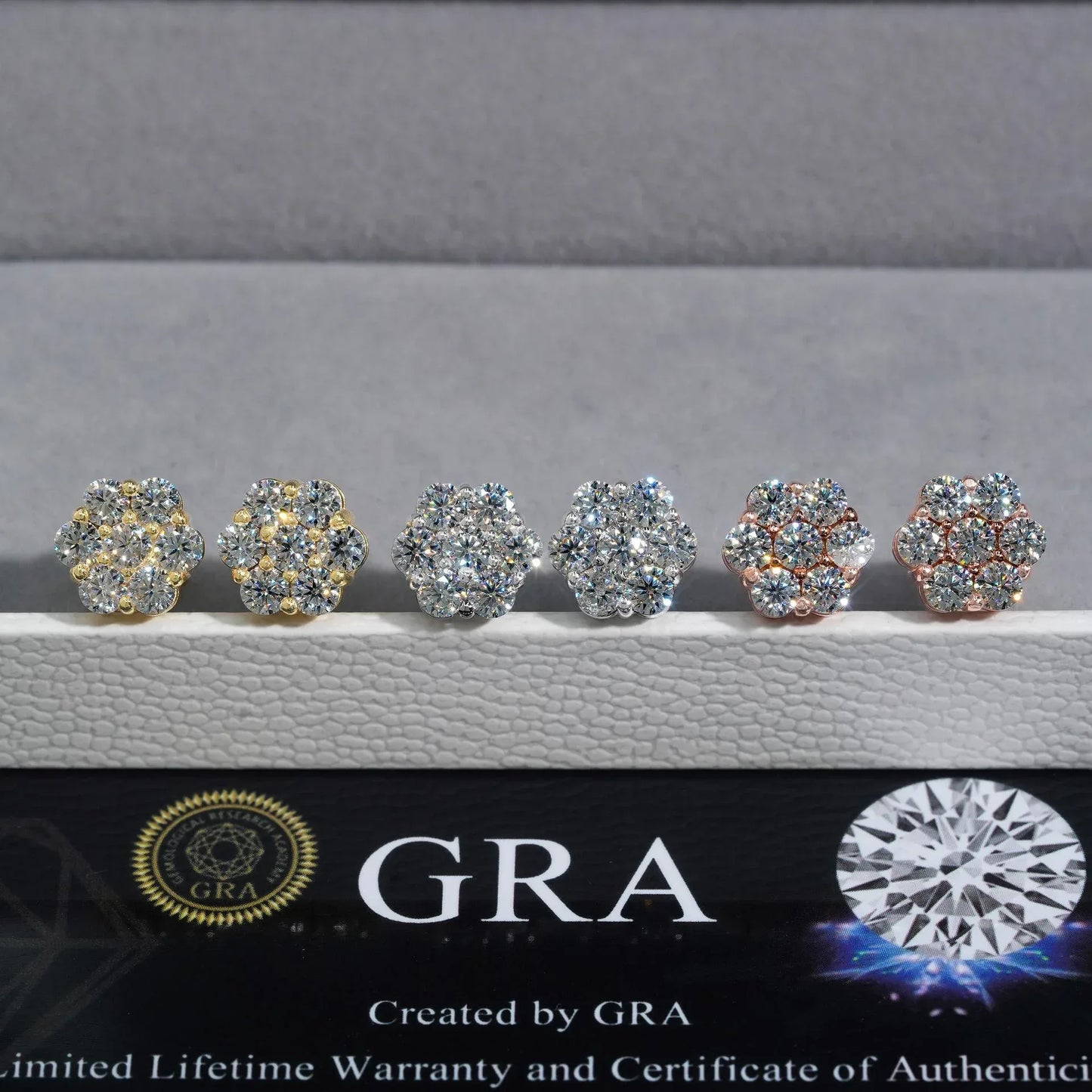 925 Silver Flower Shape Moissanite Look Earrings Unisex Jewelry - CaratixJewelry