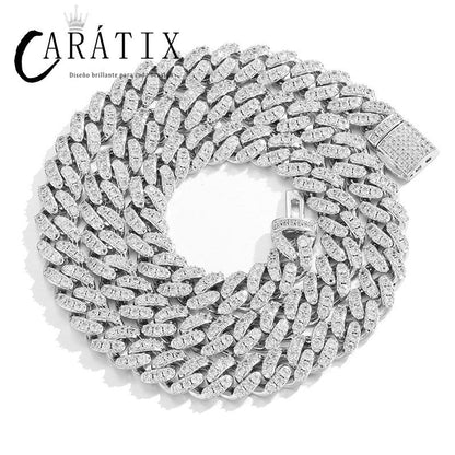 CARÁTIX 8mm Solid Cuban Link Chain Set – 5A+ CZ Iced Out Hip Hop Bling Bracelets & Necklaces for Men & Women | Unisex Rapper Gift