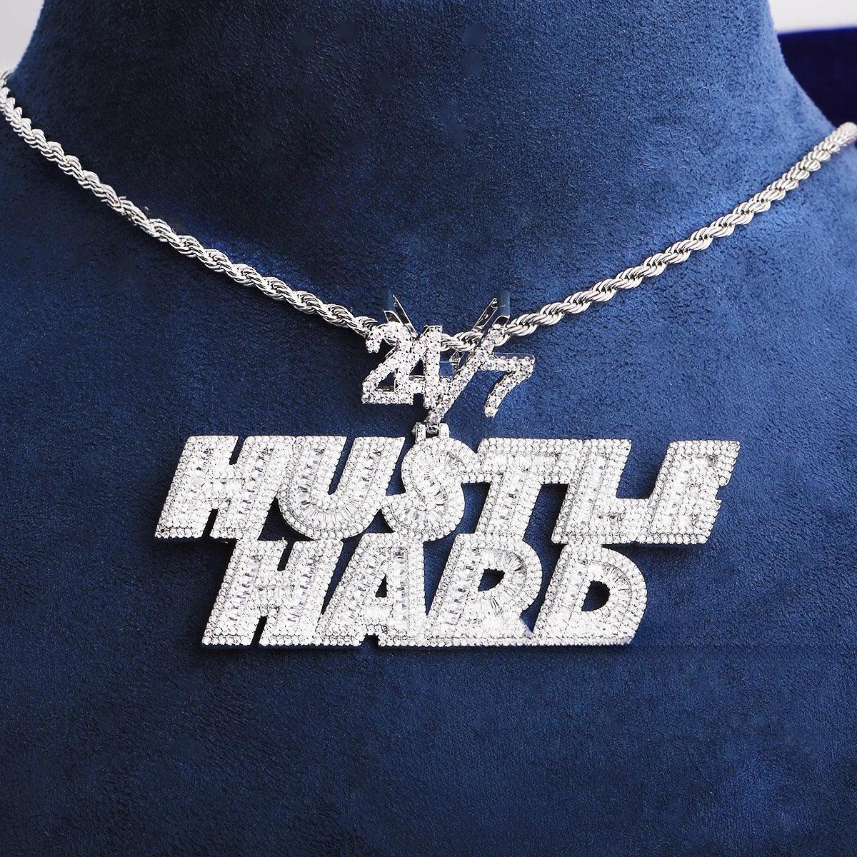 Iced Out "24/7" Bail Letter Pendant | Men's Real Copper CZ Necklace - CaratixJewelry