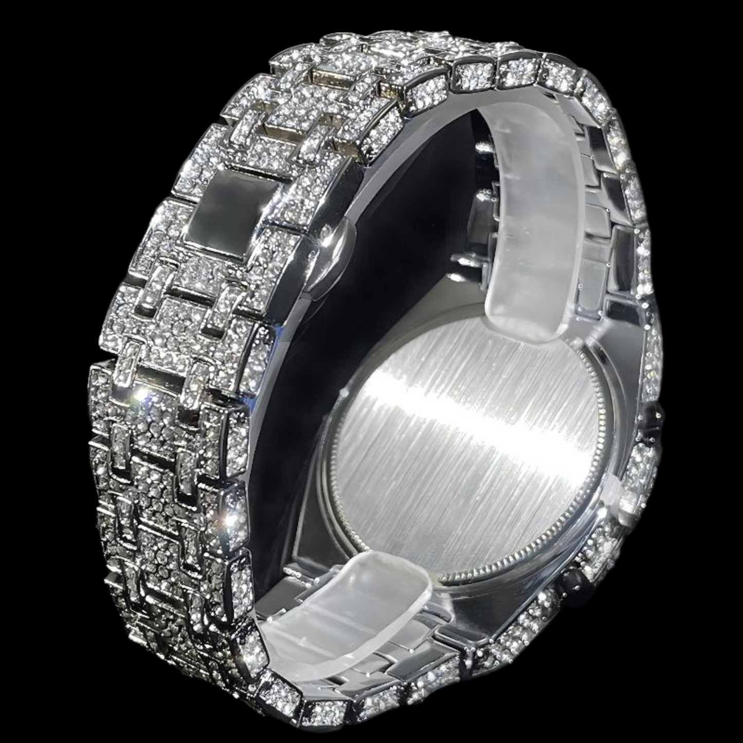 Bust Down Date Chronograph Iced Out Diamond Watch – Luxury Hip Hop Timepiece