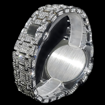 Bust Down Date Chronograph Iced Out Diamond Watch – Luxury Hip Hop Timepiece