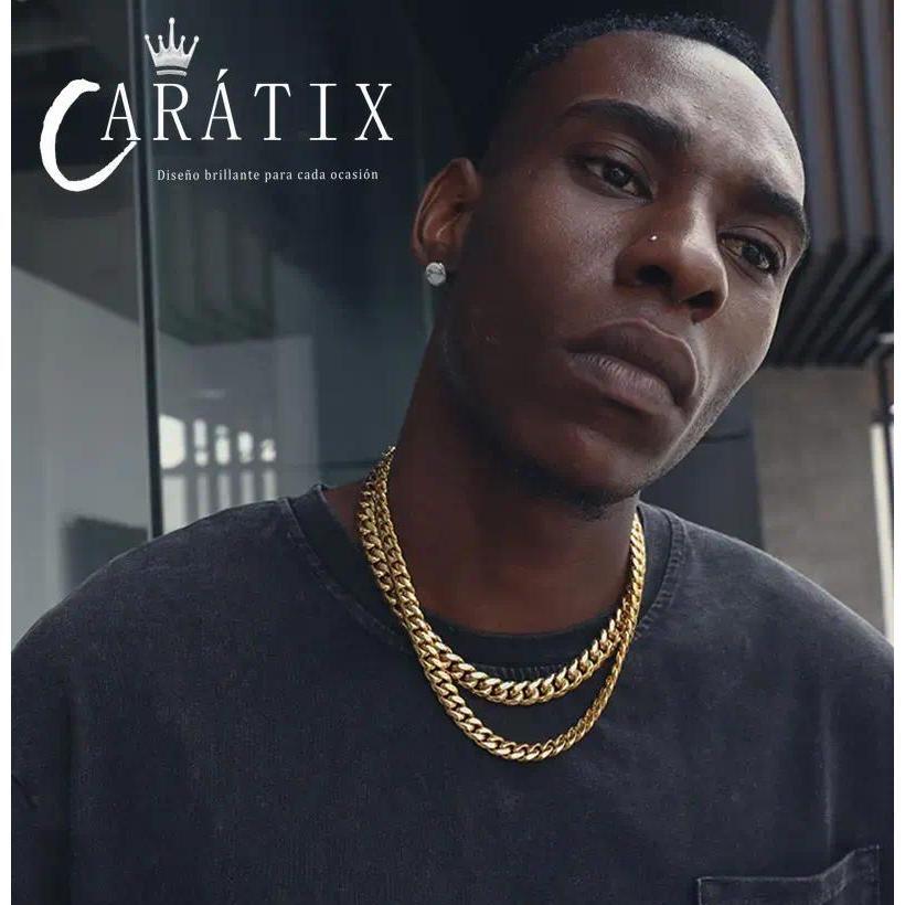 CARÁTIX - 6mm High Polished Golden Color 316L Stainless Steel Curb Cuban Link Chain Necklace Gift For Men Jewelry Valentine's Day Gift for Men & Girls & Boys Mothers' Day Gift #Springtok