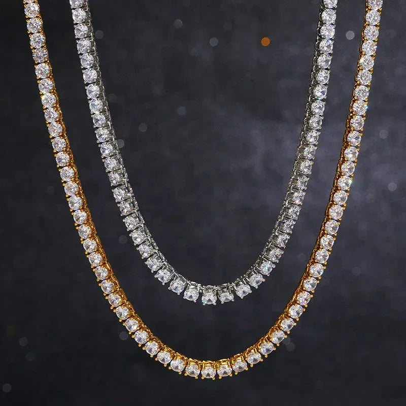 3–5mm Moissanite Tennis Chain – 925 Sterling Silver Single Row Iced-Out Hip Hop Men’s Necklace - CaratixJewelry