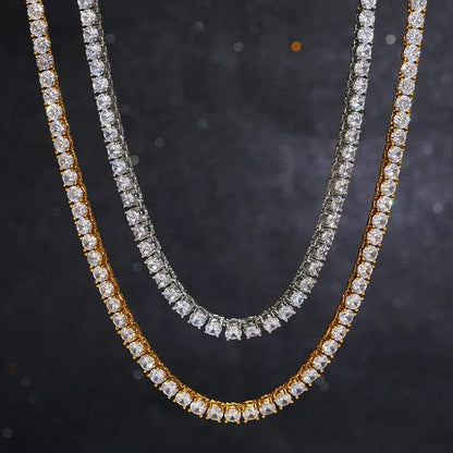 3–5mm Moissanite Tennis Chain – 925 Sterling Silver Single Row Iced-Out Hip Hop Men’s Necklace - CaratixJewelry