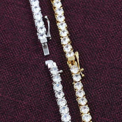 3–5mm Moissanite Tennis Chain – 925 Sterling Silver Single Row Iced-Out Hip Hop Men’s Necklace - CaratixJewelry