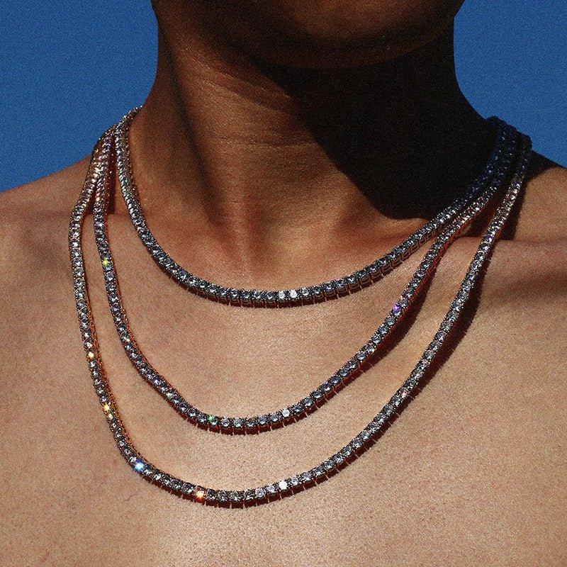 3–5mm Moissanite Tennis Chain – 925 Sterling Silver Single Row Iced-Out Hip Hop Men’s Necklace - CaratixJewelry